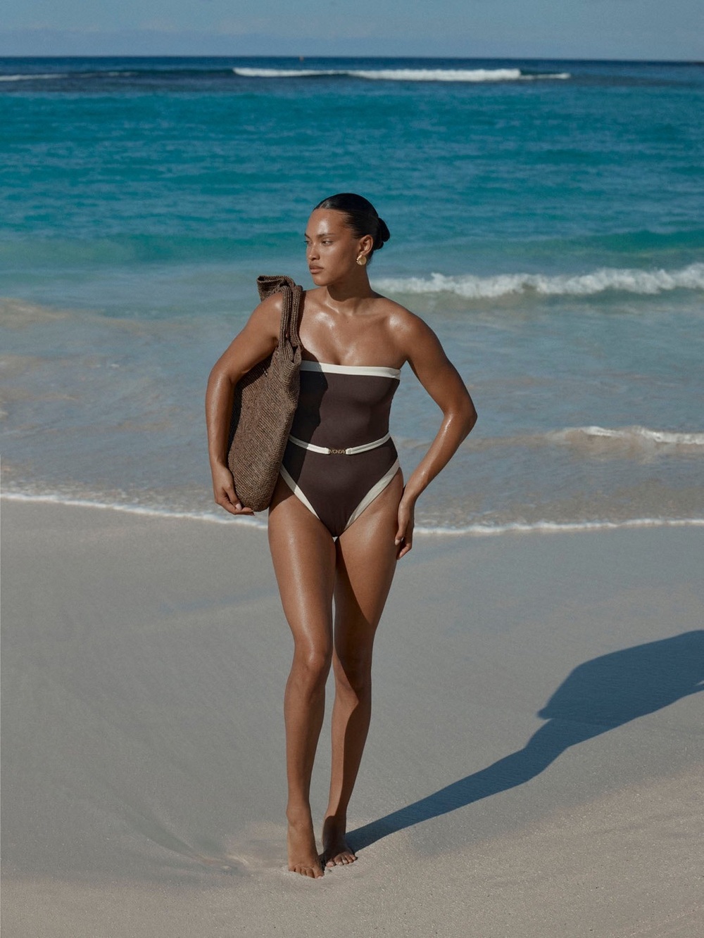 Monday Swimwear brown & cream swimsuit